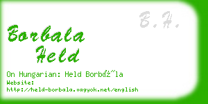 borbala held business card